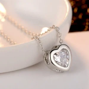 Collier coeur argent 925 argent sterling zircon adorable