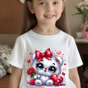 T-Shirt fille ourson cute coeur boucle