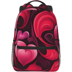 Cartable sac à dos coeur rouge et noir